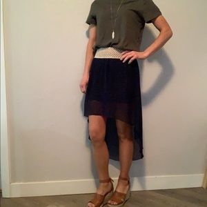 Navy high low skirt